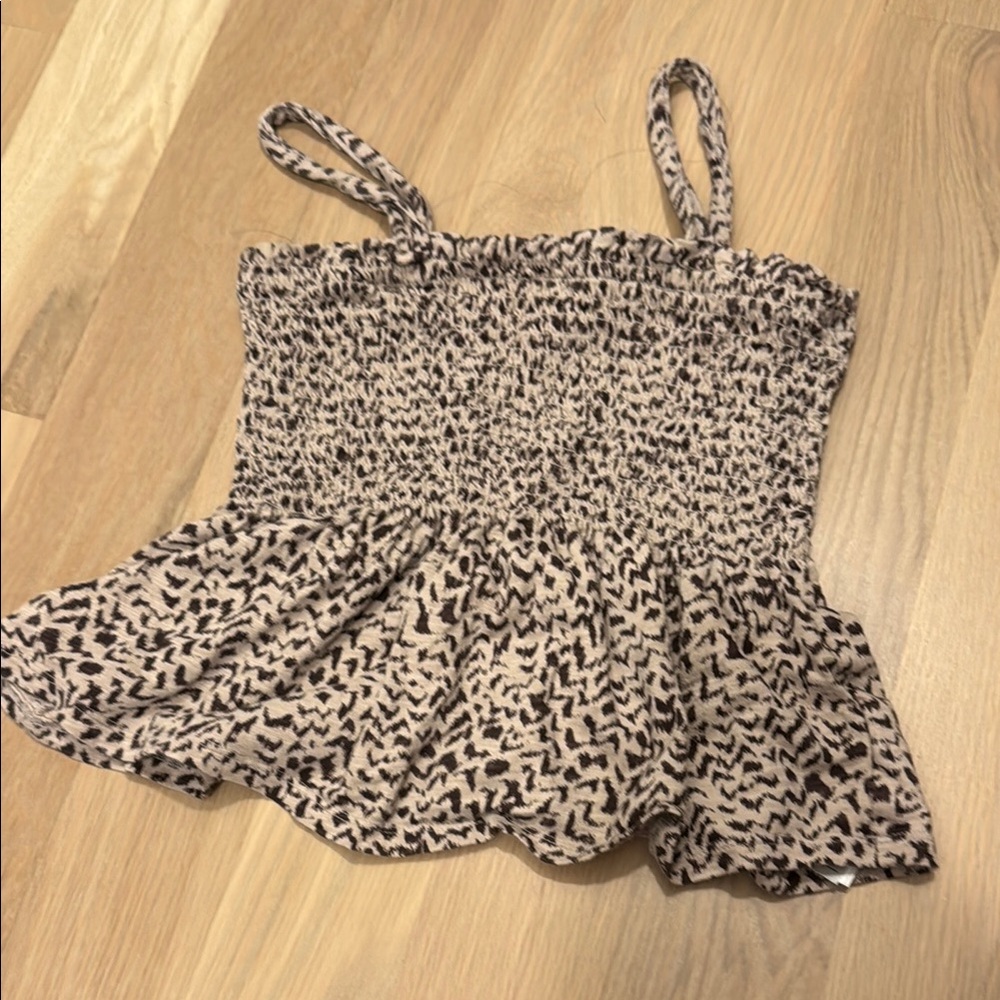 GAP Black and Cream Smocked Top